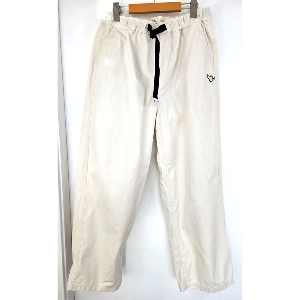 Y2K What it isnt Cargo Chino Pants Ivory Wide Leg Patch Baggy Minimalist Luxury